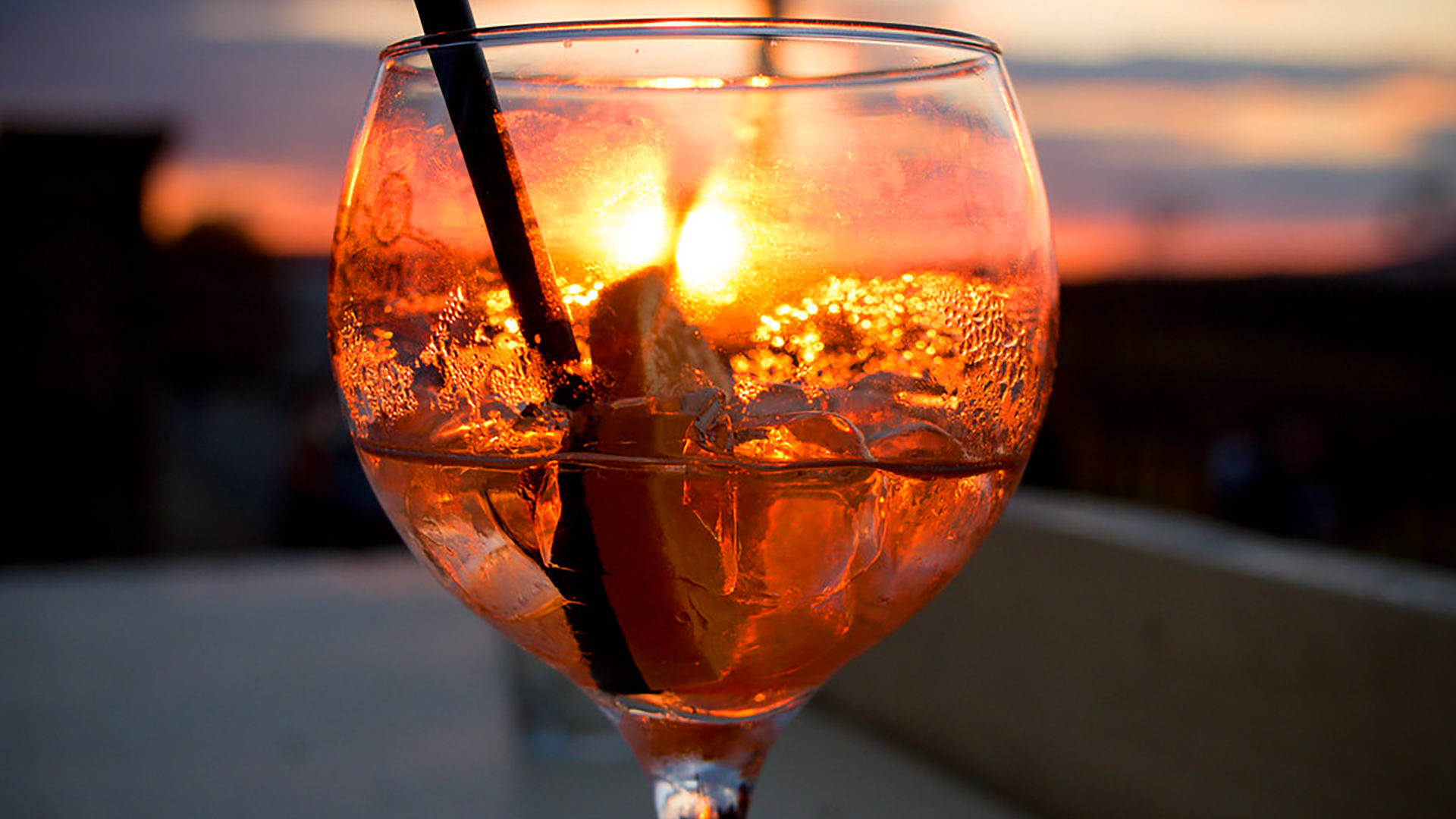 A golden sunset, viewed through a goblet of Aperol. With or without the alcohol - your choice