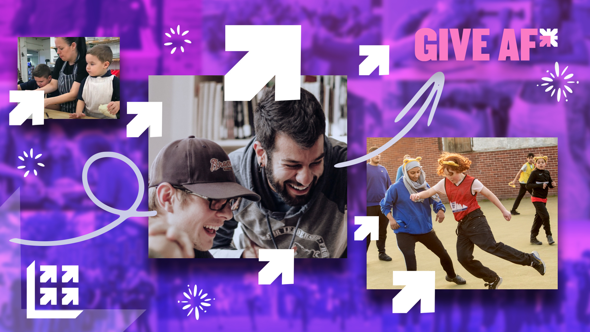 Bold words against a pink background read - Fund live you GIVEAF*. It's powerful play on words. AF - ActionFunder - is a new online platform, transforming community giving.