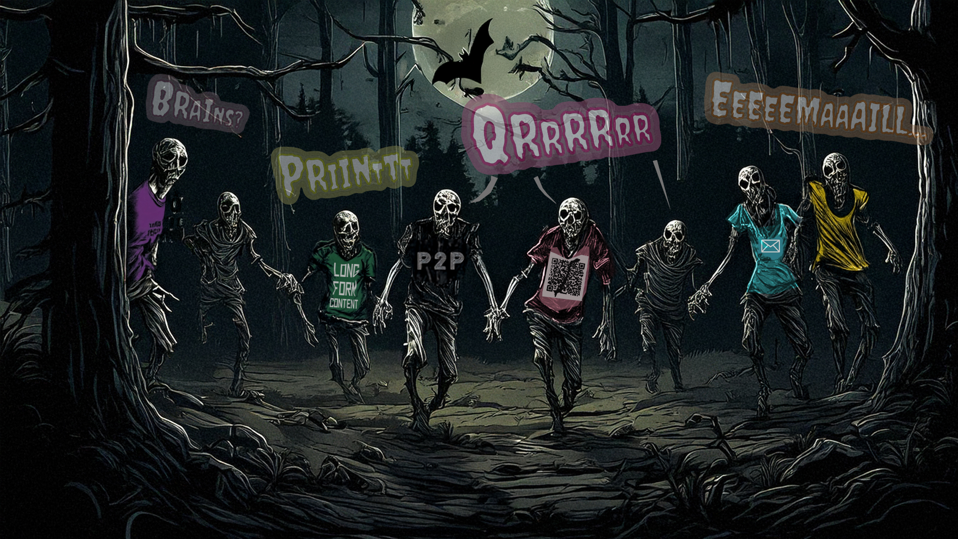 Reanimated corpses of old marketing habits wear t-shirts emblazoned with SEO, long form content, email, etc, stalk a haunted forest under a full moon. These are the grateful undead - marketing habits that refuse to say buried.