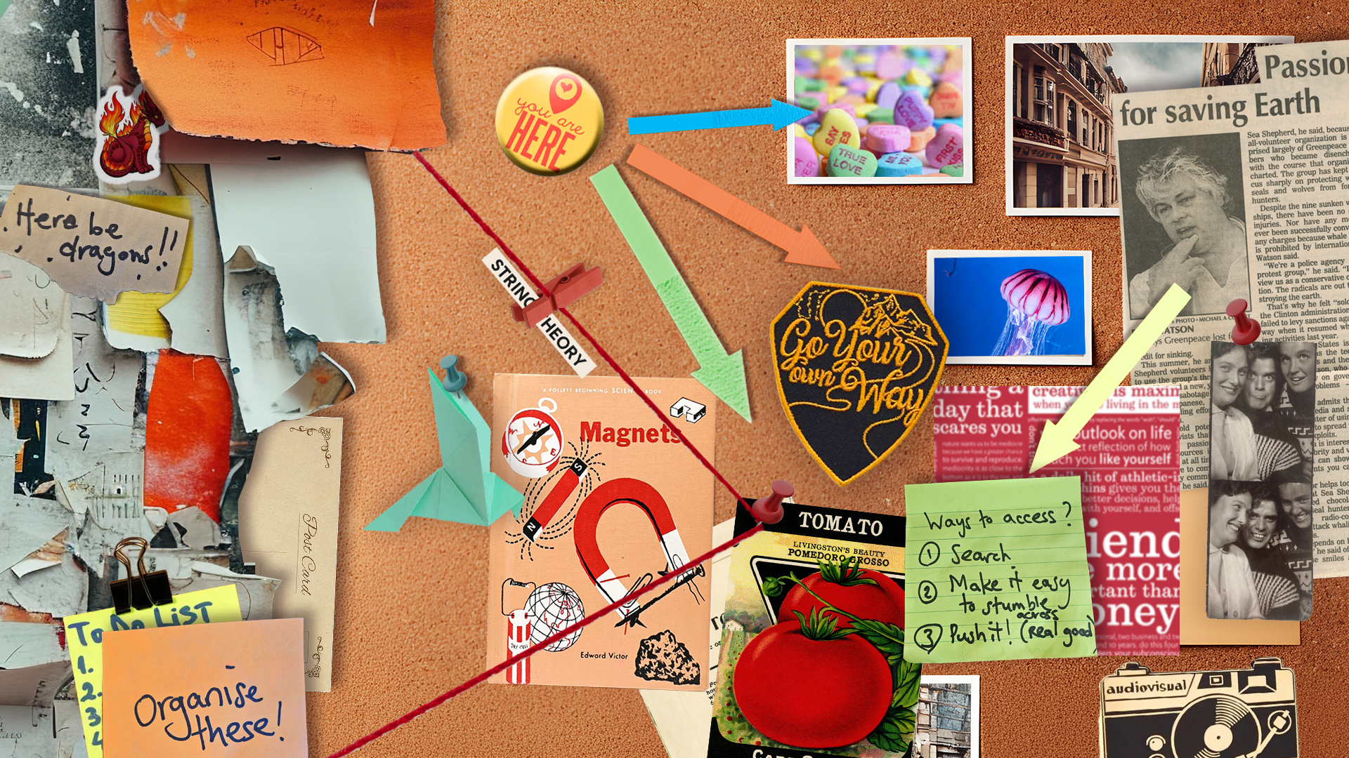 image of a cork pinboard to represent the process of thinking through the Cohesive website refresh